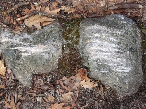 trail rocks in March at Barker Hill in eastern Massachusetts