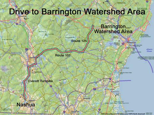 Barrington Watershed Area drive route