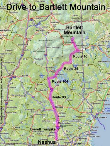 Bartlett Mountain drive route