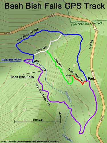 GPS track to Bash Bish Falls in far southwestern Massachusetts