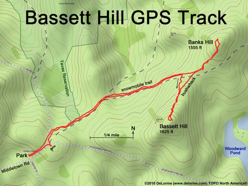 GPS track to Bassett Hill and Banks Hill in southwestern New Hampshire