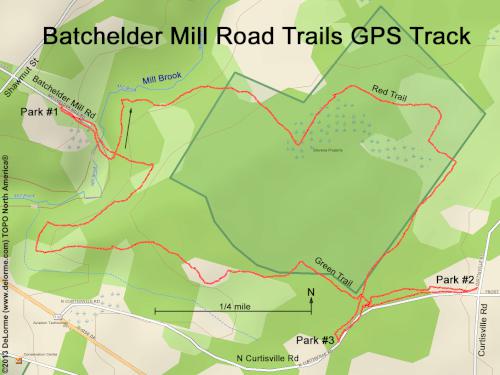 GPS track at Batchelder Mill Road Trails near Concord in southern New Hampshire