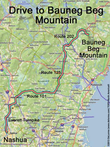 Bauneg Beg Mountain drive route