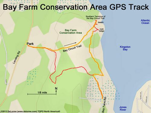 GPS track at Bay Farm Conservation Area in eastern Massachusetts