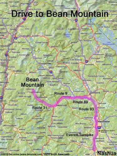 Bean Mountain drive route