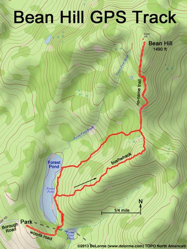 GPS track to Bean Hill in New Hampshire