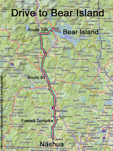 Bear Island drive route