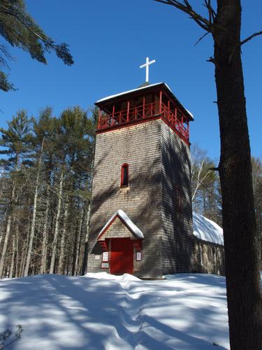 St. John's-on-the-Lake church at the high point of Bear Island on Lake Winnipesaukee in New Hampshire