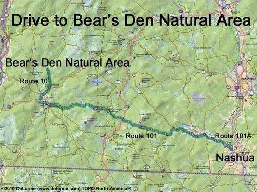Bear's Den Natural Area drive route