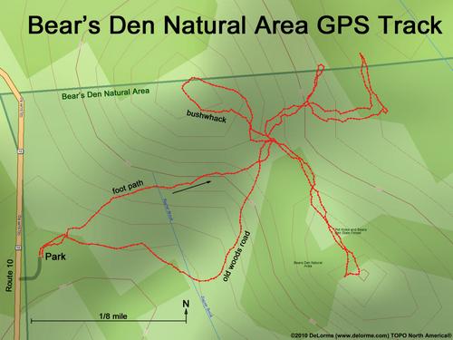 GPS track through Bear's Den Natural Area in southwestern New Hampshire