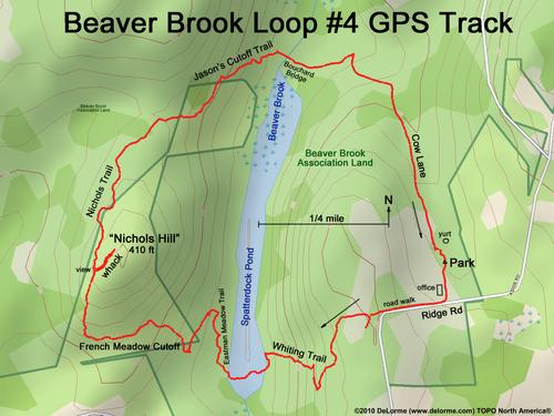 GPS track to Nichols Hill at Beaver Brook Association in New Hampshire