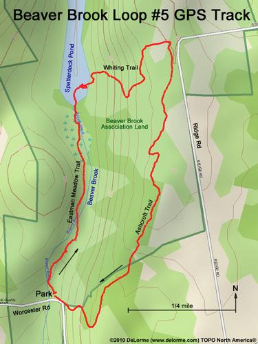 GPS track via Eastman Meadow Trail and Aschcroft Trail at Beaver Brook Association in southern New Hampshire