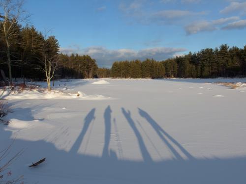 shadows on the Wildlife Pond in December Beaver Brook in southern New Hampshire