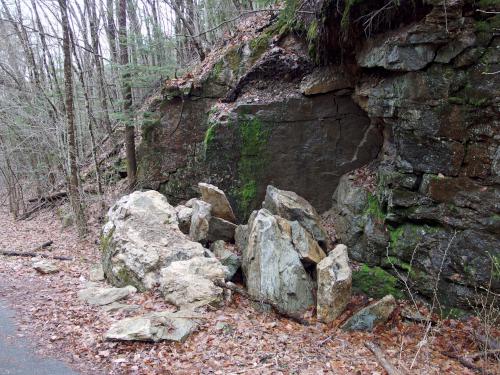 broken-off rock near Beaver Brook Falls at Keene in southern New Hampshire