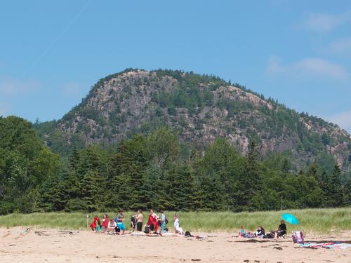 The Beehive in July as seen from Sand Beach at Acadia National Park in Maine