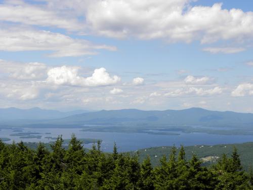 view in July from the fire tower atop Belknap Mountain in New Hampshire