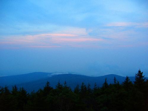 sunset on Belknap Mountain in New Hampshire
