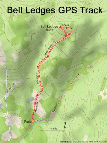 GPS track in March at Bell Ledges in southern New Hampshire