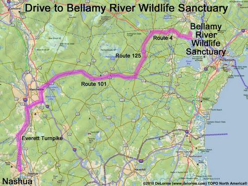 Bellamy River Wildlife Sanctuary drive route