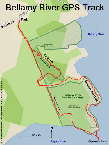 GPS track through Bellamy River Wildlife Sanctuary in coastal New Hampshire
