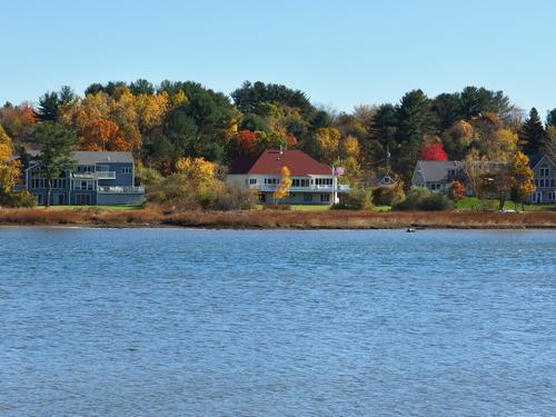 view of houses at Bellamy River Wildlife Sanctuary in eastern Massachusettss