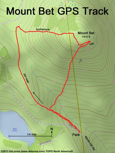 GPS track to Mount Bet in New Hampshire