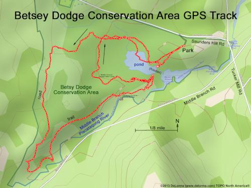 GPS track at Betsey Dodge Conservation Area in southern New Hampshire