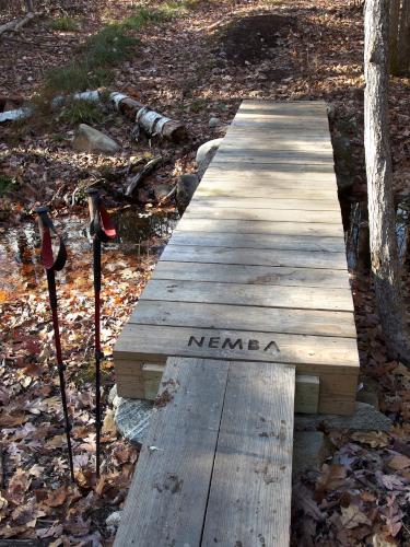 trail bridge at Betty Arnold Forest in southern New Hampshire