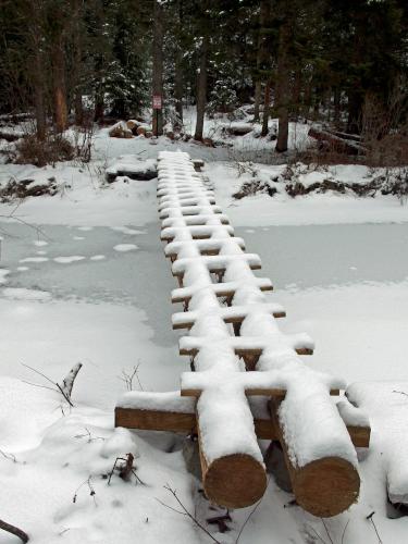bridge in January at Bicknell/Colette Trail in southern New Hampshire