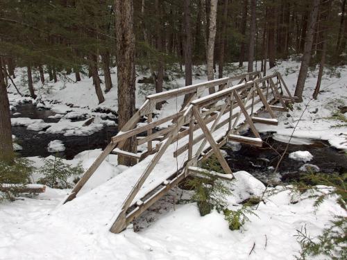 footbridge in January at Bicknell/Colette Trail in southern New Hampshire
