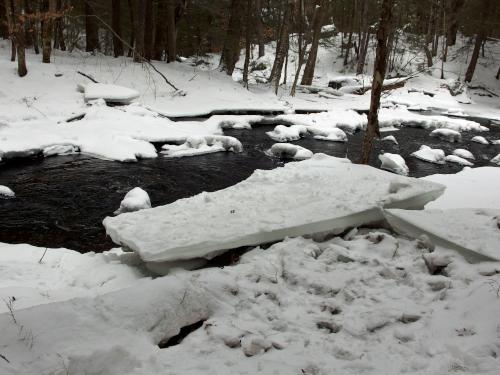 big ice chunk in January on Bicknell Brook beside the Bicknell/Colette Trail in southern New Hampshire