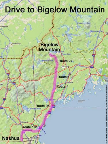 Bigelow Mountain drive route