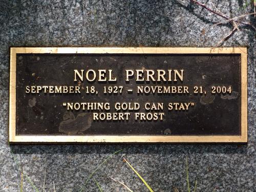 plaque to Noel Perrin on Bill Hill near Thetford in eastern Vermont