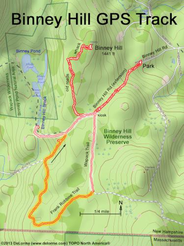 GPS track at Binney Hill in southern New Hampshire