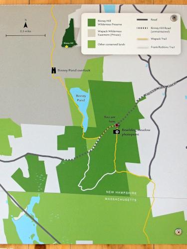 kiosk map at Binney Hill Wilderness Preserve in southern New Hampshire