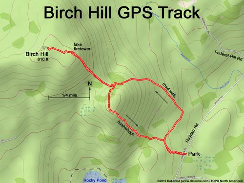 GPS track to Birch Hill in New Hampshire