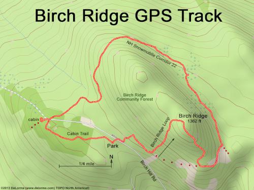 GPS track in November at Birch Ridge in eastern New Hampshire