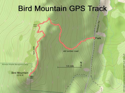 GPS track in September at Bird Mountain in southern Vermont