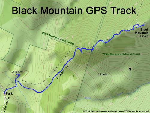 GPS track to Black Mountain in New Hampshire