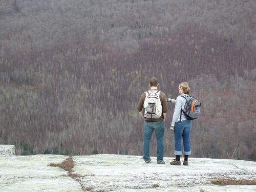 Jessie and Lauren check out the ledge view from Black Mountain in New Hampshire