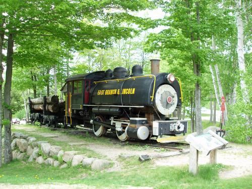 train engine on display at Loon Ski Area near Black Mountain in New Hampshire