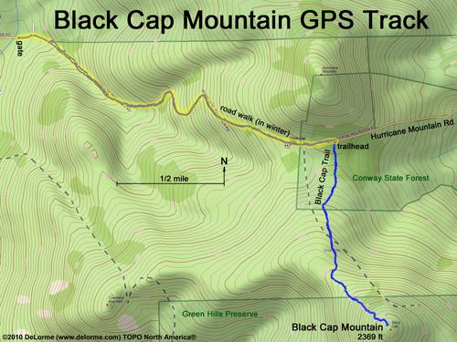 GPS track to Black Cap Mountain in New Hampshire
