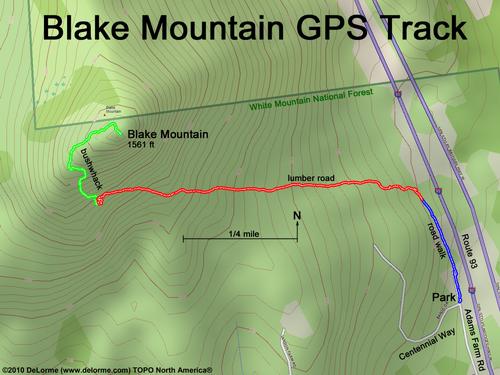 GPS track to Blake Mountain in New Hampshire
