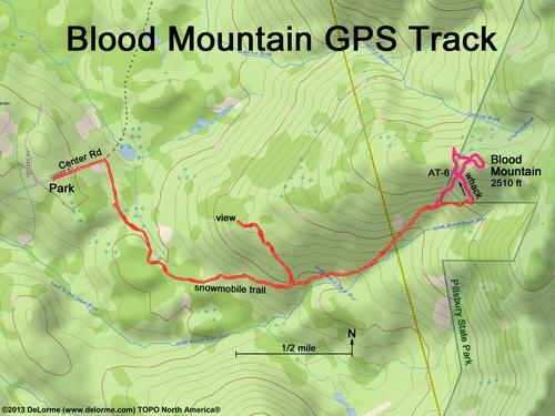 GPS track at Blood Mountain in southern New Hampshire