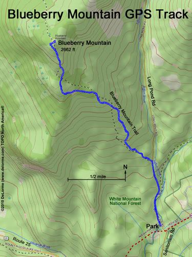 GPS track to Blueberry Mountain in New Hampshire