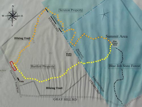 trail map of Blue Job Mountain in New Hampshire