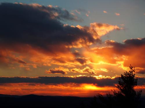 sunset as seen from the fire tower atop Blue Job Mountain in southern New Hampshire