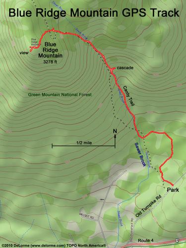 GPS track to Blue Ridge Mountain in Vermont