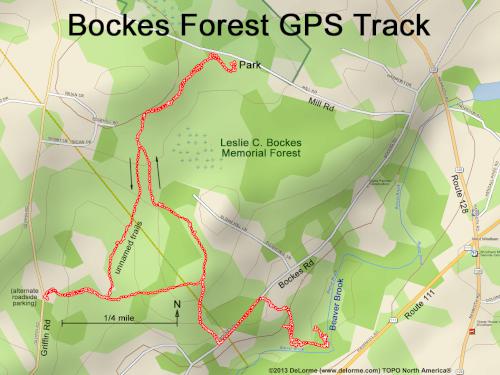 GPS track at Bockes Forest in southern New Hampshire