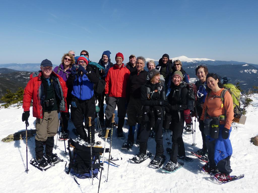 winter hikers on the summit of Mount Bond in New Hampshire